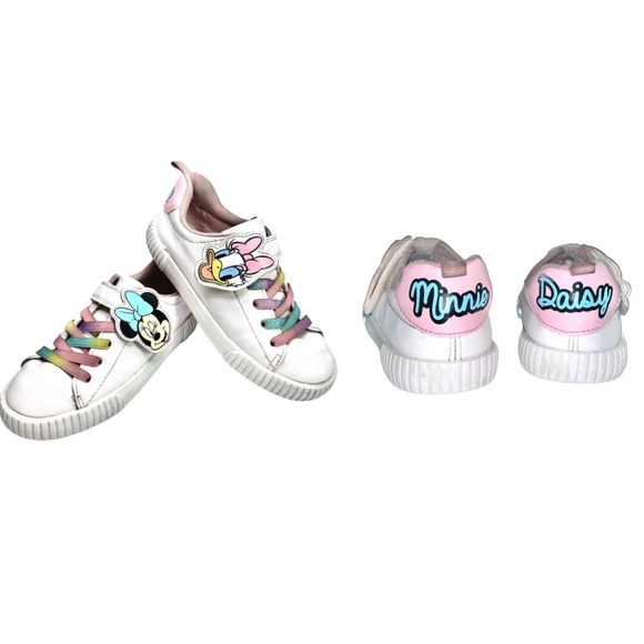 Minnie and Daisy Printed Sneakers Disney H&M White and pink shoes size 12.5 - Picture 1 of 12